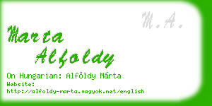 marta alfoldy business card